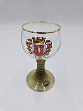 Gold-Rimmed Rothernburg Goblet with Red Crest - Home Dining Drinkware